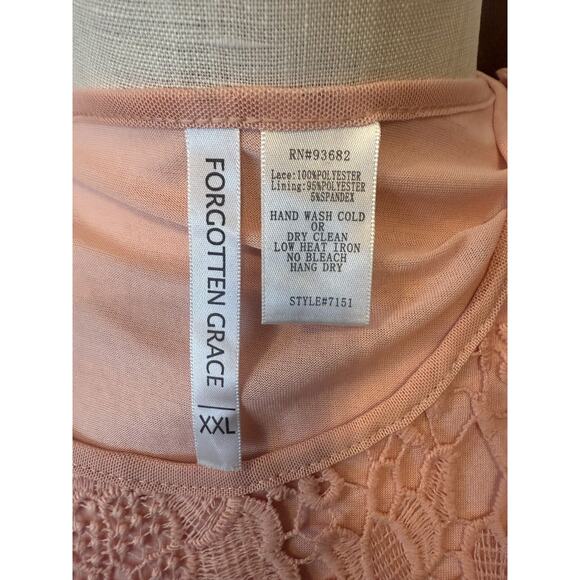 Forgotten Grace Tank Top Womens 2XL Pink Lace Floral Sheer Layered Boho Style - Picture 12 of 12